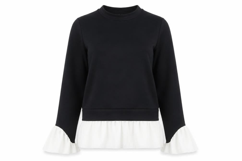 Izabelle London Womens Black Polyester Pullover Sweatshirt Size 12 Pullover