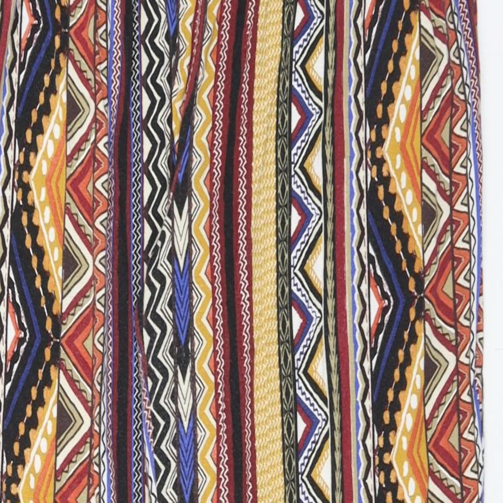 papaya Womens Multicoloured Geometric Viscose Windbreaker Trousers Size 12 Regular
