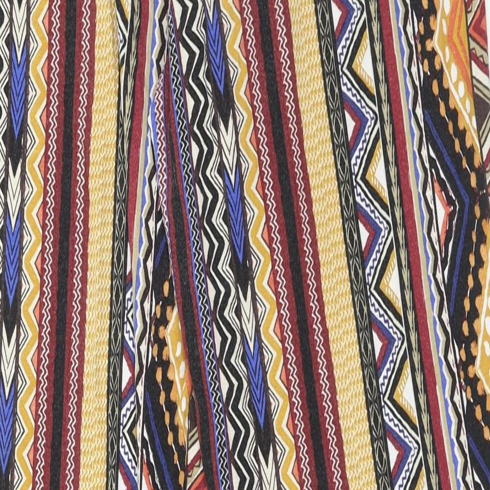 papaya Womens Multicoloured Geometric Viscose Windbreaker Trousers Size 12 Regular