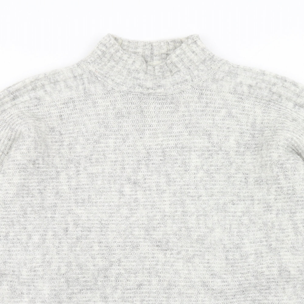 New Look Womens Grey High Neck Polyester Pullover Jumper Size S