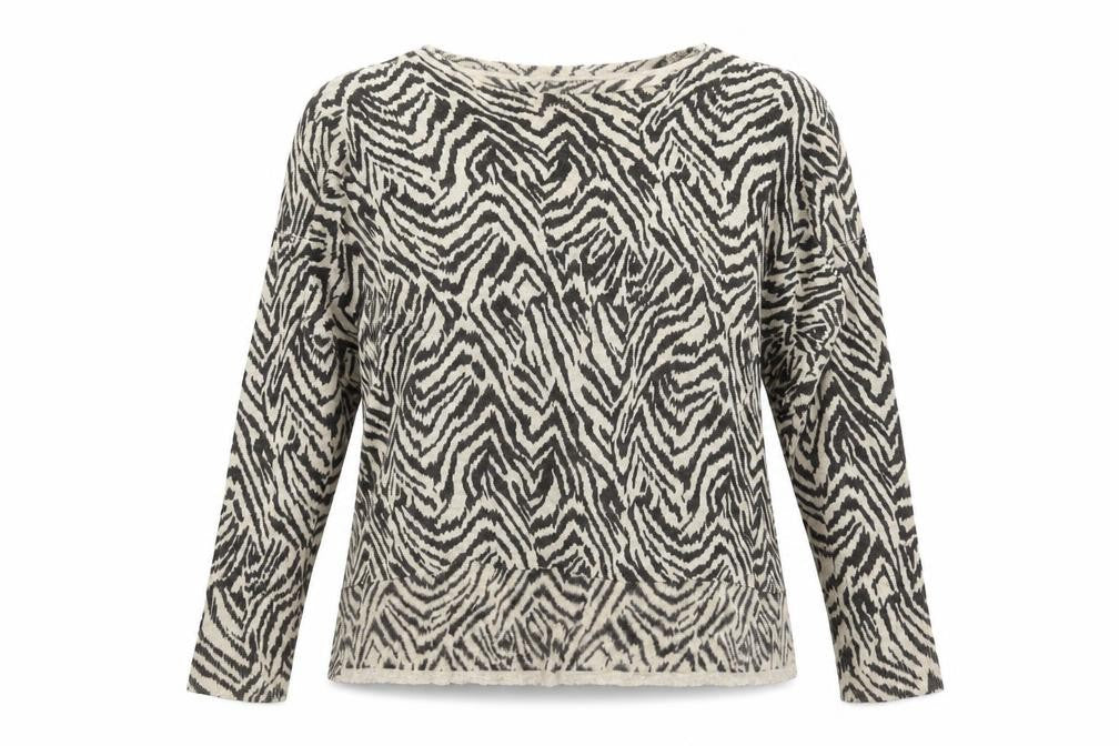H&M Womens Brown Boat Neck Geometric Acrylic Pullover Jumper Size M