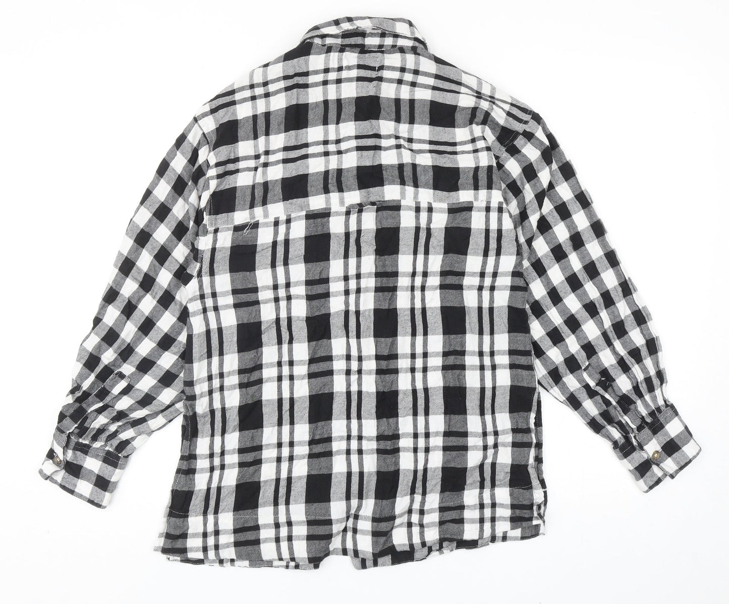 Topshop Womens Black Geometric Cotton Basic Button-Up Size XS V-Neck