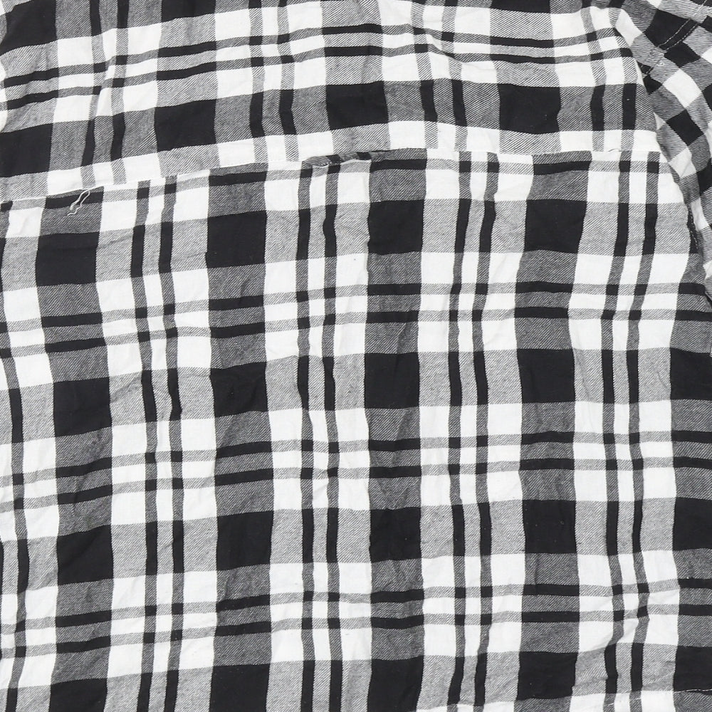 Topshop Womens Black Geometric Cotton Basic Button-Up Size XS V-Neck