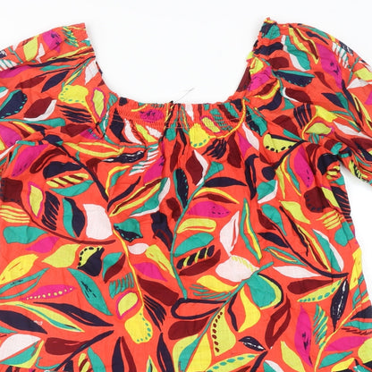 Tu Womens Multicoloured Geometric Cotton Shift Size 10 Square Neck Pullover