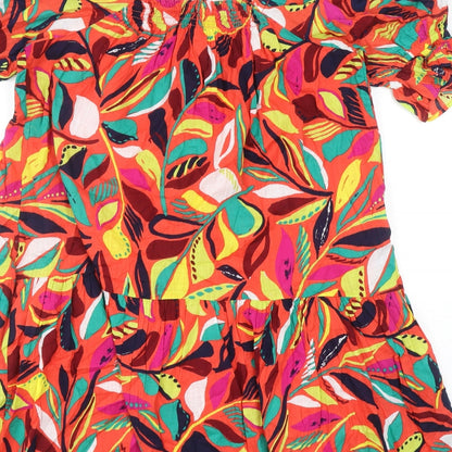 Tu Womens Multicoloured Geometric Cotton Shift Size 10 Square Neck Pullover