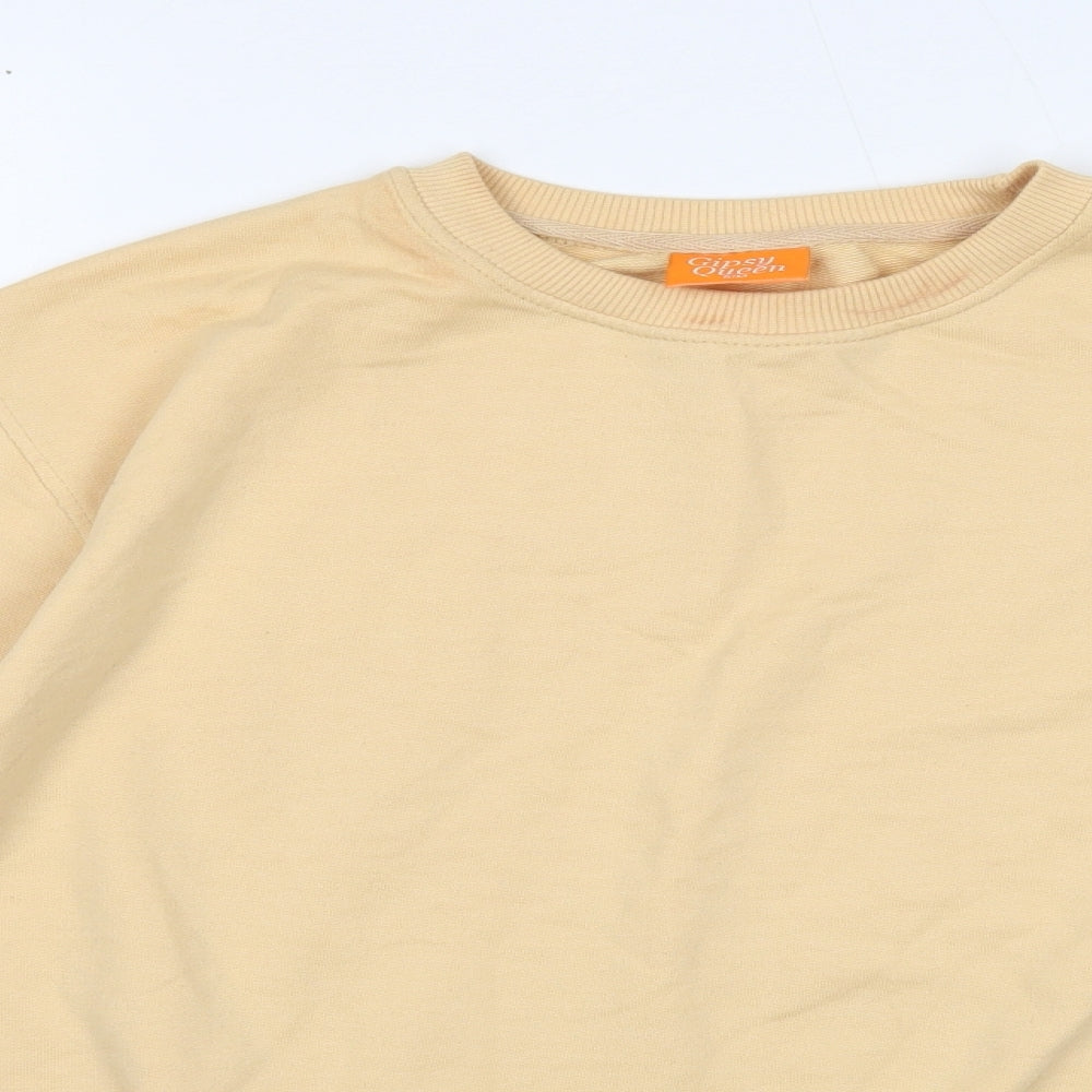 Gipsy Queen Womens Orange Cotton Pullover Sweatshirt Size S Pullover