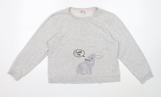 Debenhams Womens Grey Cotton Pullover Sweatshirt Size 14 Pullover - Cuddle me