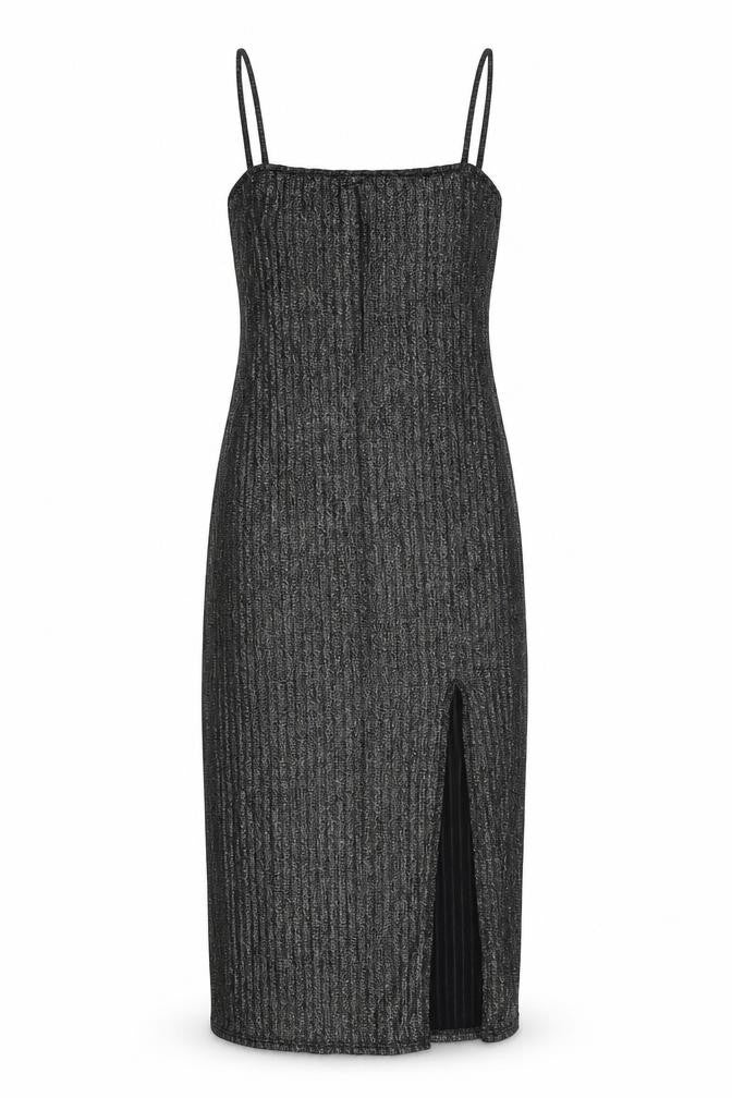 Boohoo Womens Silver Polyester Slip Dress Size 10 Square Neck Pullover