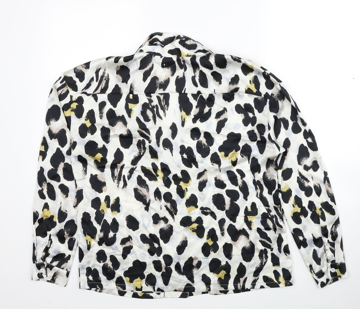 In the Style Womens Multicoloured Animal Print Polyester Basic Button-Up Size 10 Collared - Leopard Pattern