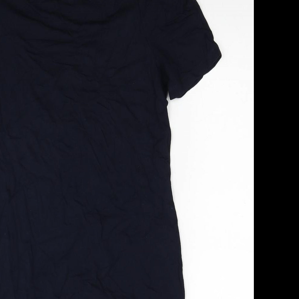 Marks and Spencer Womens Blue Viscose A-Line Size 12 Boat Neck Pullover