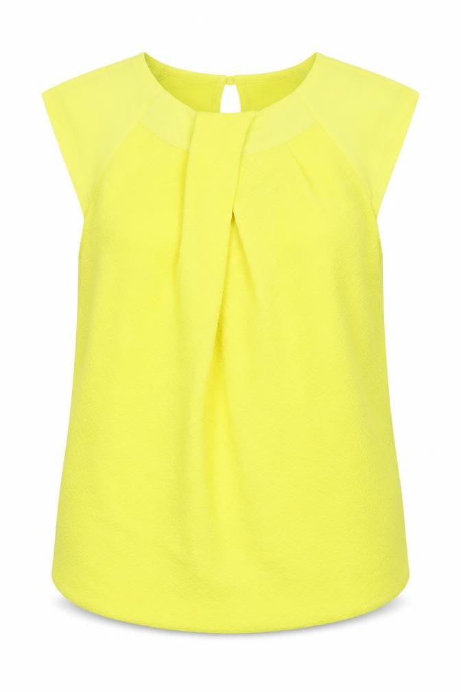Warehouse Womens Yellow Viscose Basic Blouse Size 10 Round Neck