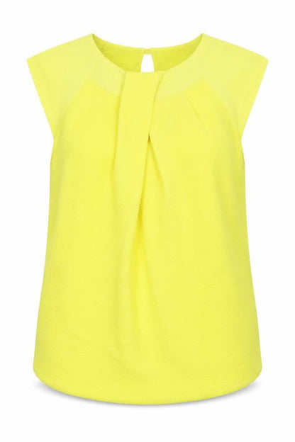 Warehouse Womens Yellow Viscose Basic Blouse Size 10 Round Neck