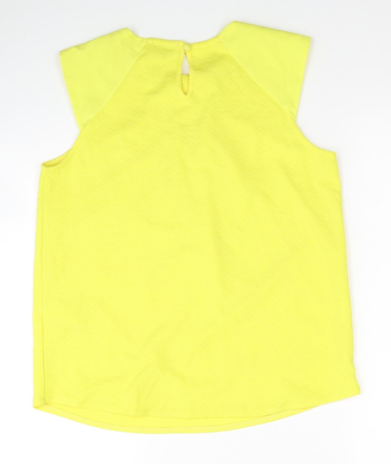 Warehouse Womens Yellow Viscose Basic Blouse Size 10 Round Neck