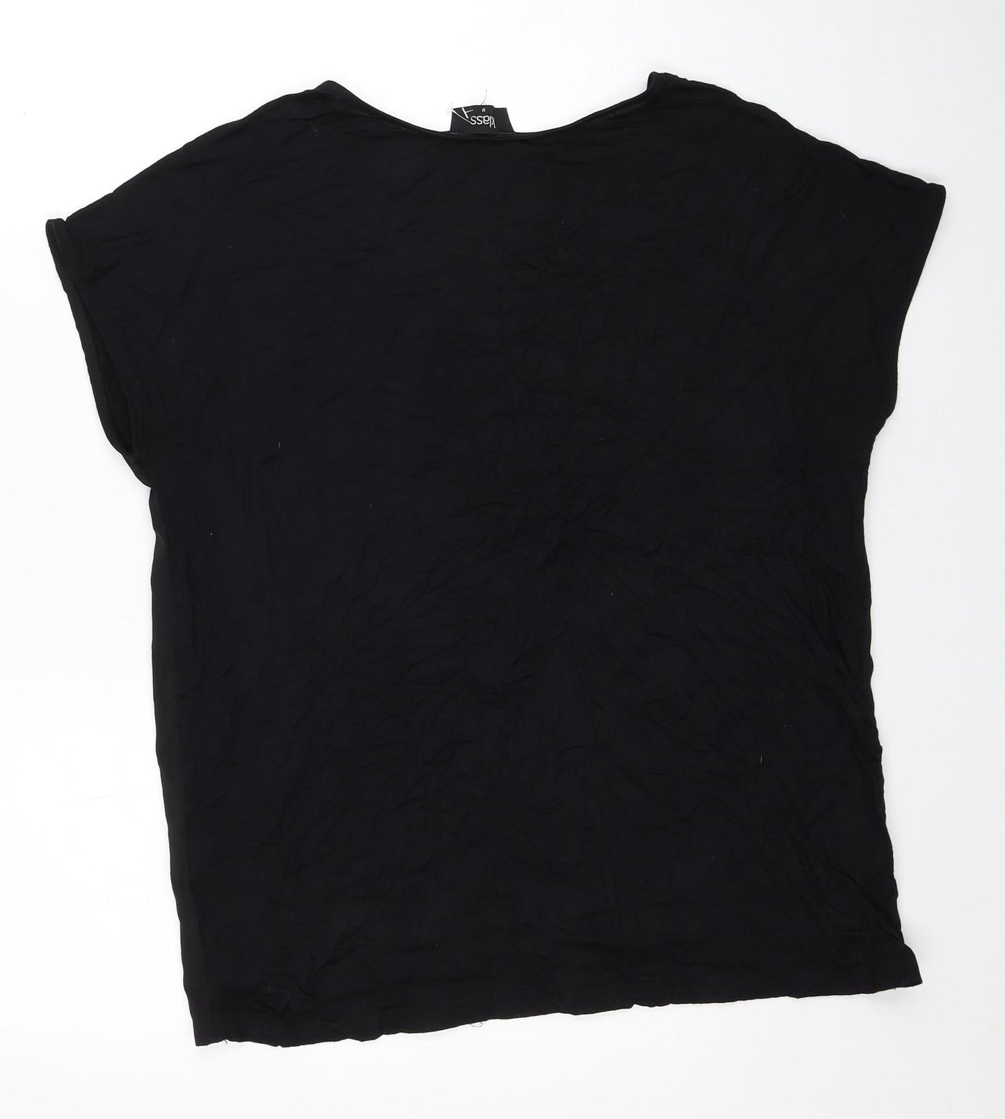 Klass Womens Black Polyester Basic T-Shirt Size M Round Neck