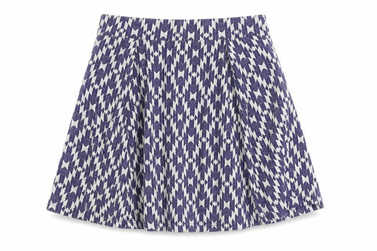 Next Womens Blue Geometric Cotton Swing Skirt Size 12