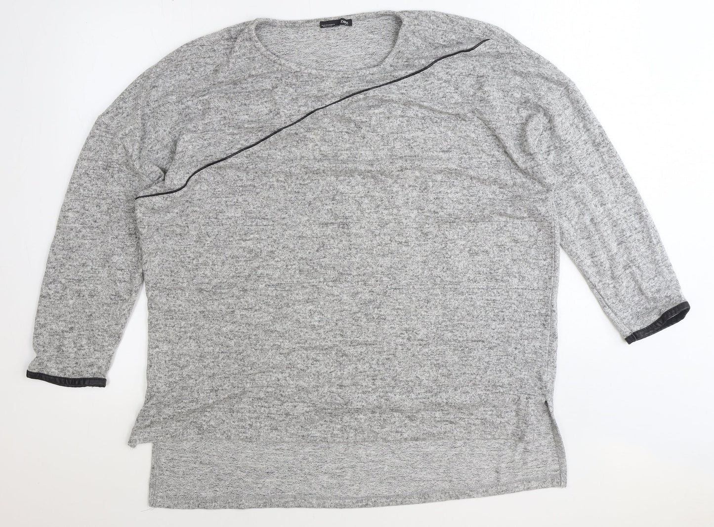 Zara Womens Grey Round Neck Polyester Pullover Jumper Size M