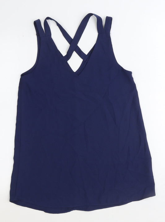 River Island Womens Blue Polyester Basic Blouse Size 6 V-Neck