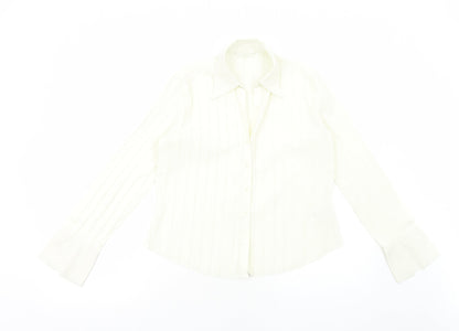 Marks & Spencer Womens White Polyester Basic Button-Up Size 12 V-Neck