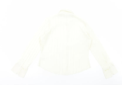 Marks & Spencer Womens White Polyester Basic Button-Up Size 12 V-Neck