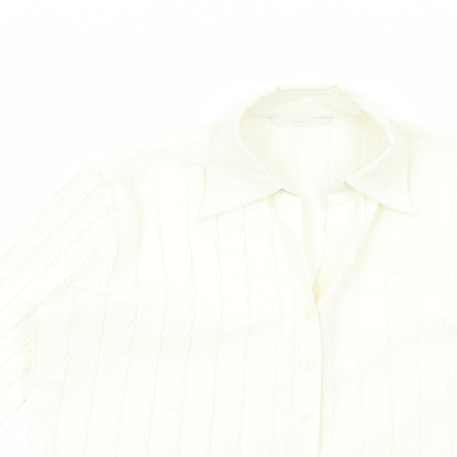 Marks & Spencer Womens White Polyester Basic Button-Up Size 12 V-Neck