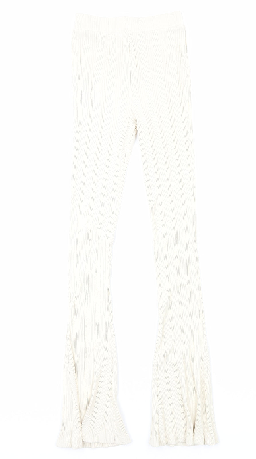 Zara Womens Beige Geometric Cotton Trousers Size S Regular