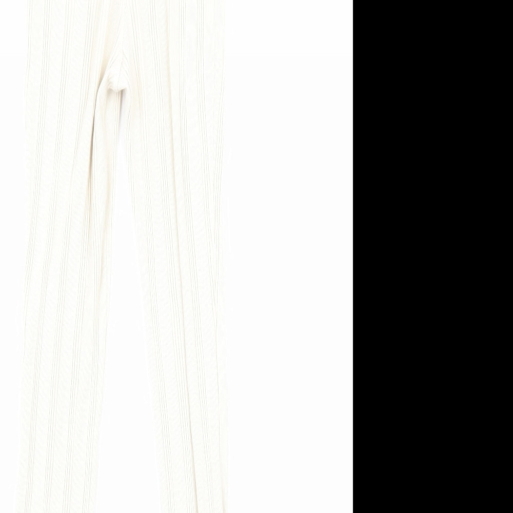 Zara Womens Beige Geometric Cotton Trousers Size S Regular