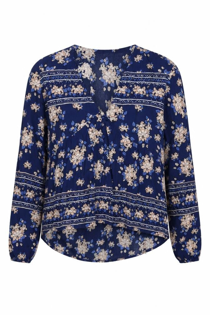 Swell Womens Blue Floral Viscose Basic Blouse Size 10 V-Neck