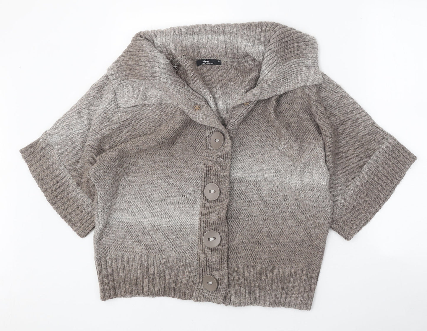 BM Womens Brown Collared Acrylic Cardigan Jumper Size M