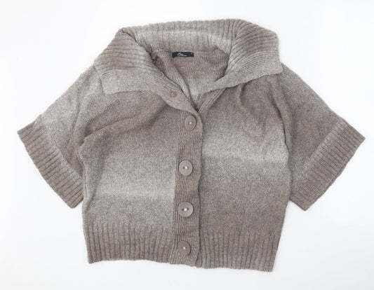 BM Womens Brown Collared Acrylic Cardigan Jumper Size M