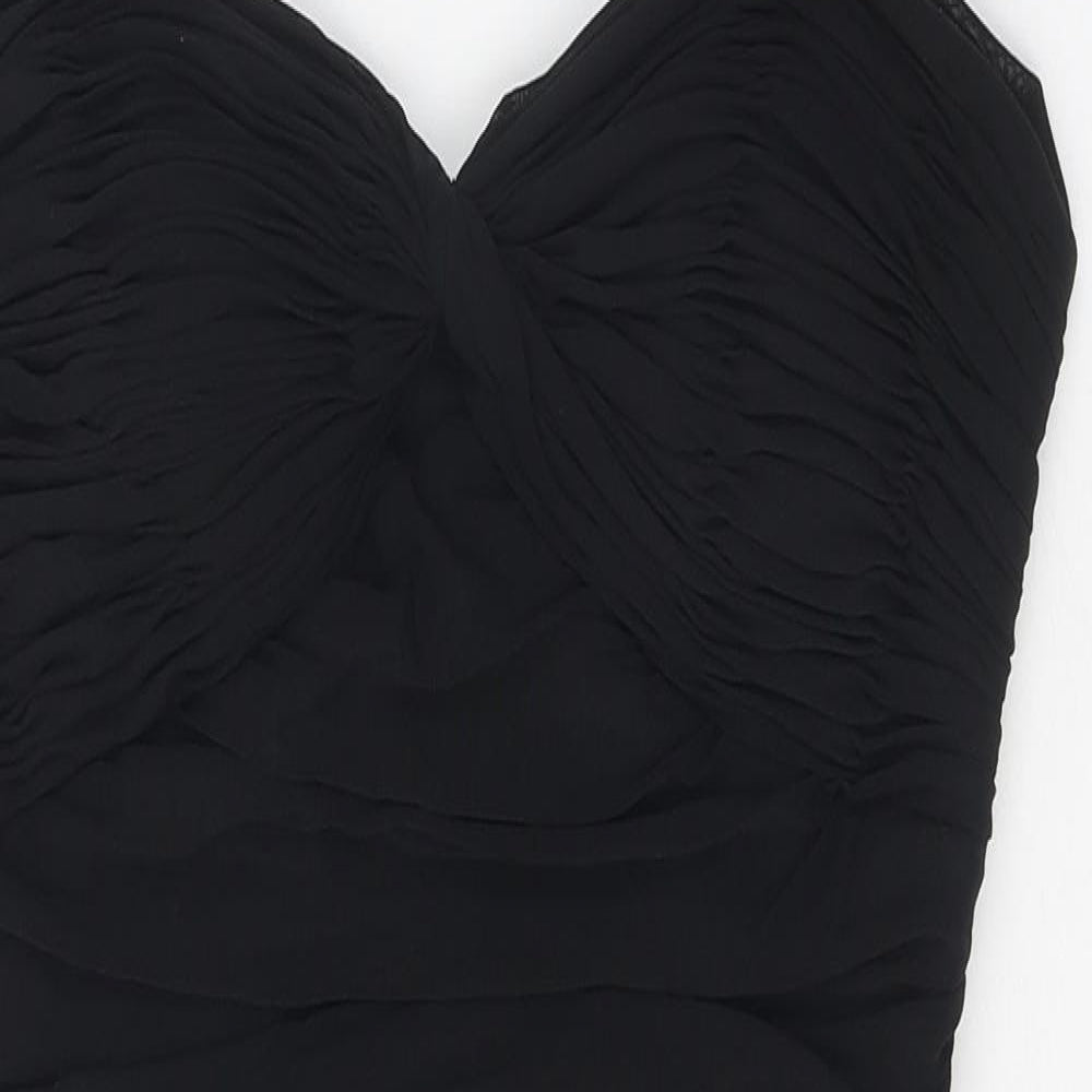 Sousourada Womens Black Polyester Shift Size L Off the Shoulder Zip