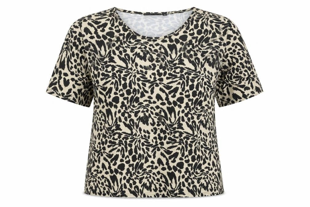 ASOS Womens Black Geometric Polyester Basic T-Shirt Size 10 Round Neck
