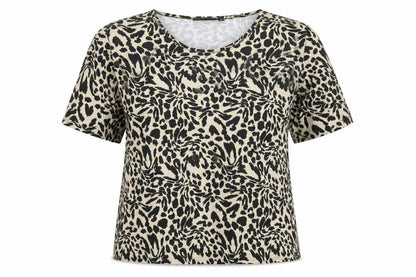 ASOS Womens Black Geometric Polyester Basic T-Shirt Size 10 Round Neck