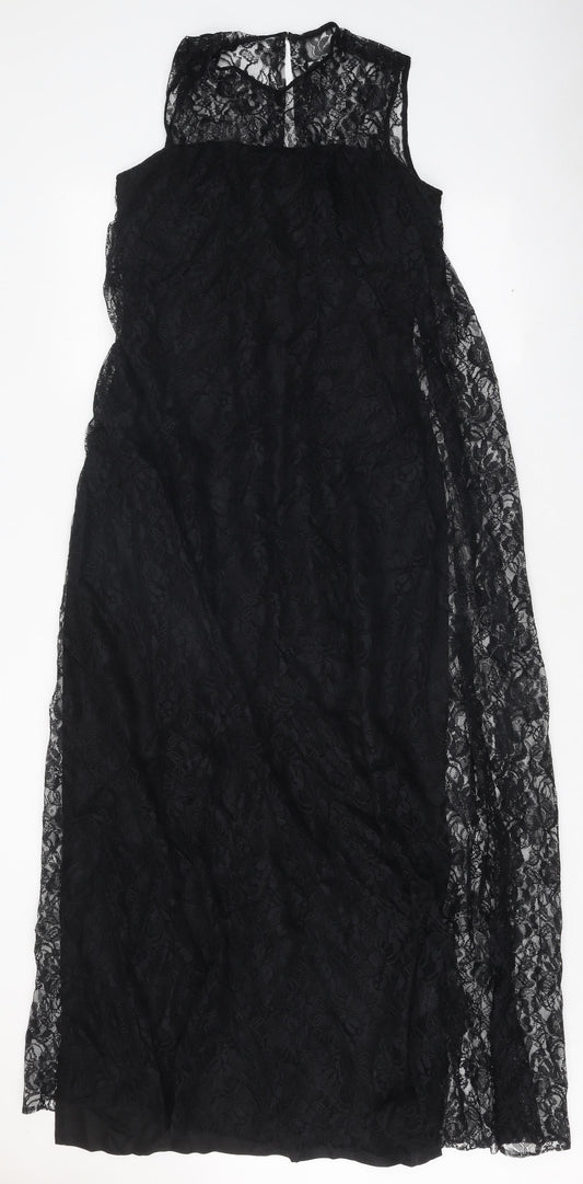 Young Mayfair Womens Black Polyester Maxi Size 8 Round Neck Zip