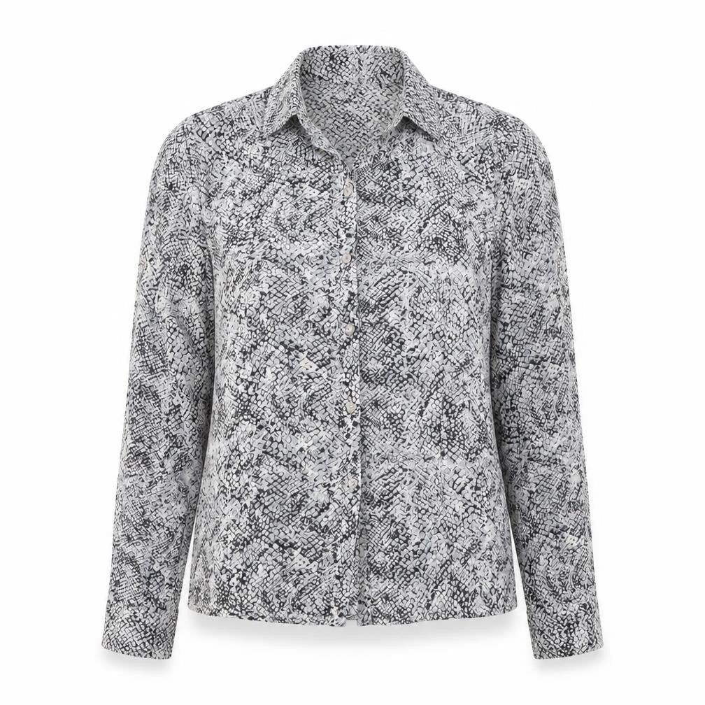 Hillard & Hanson Womens Multicoloured Animal Print Polyester Basic Button-Up Size M Collared - Snake Print