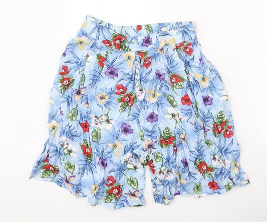 Luden Womens Blue Floral Polycotton Bermuda Shorts Size M Regular Pull On