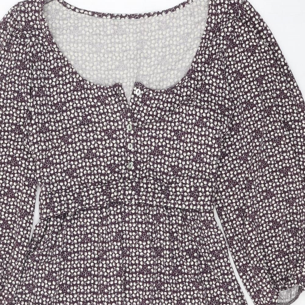 Wallis Womens Purple Gingham Viscose Fit & Flare Size 10 Scoop Neck Button