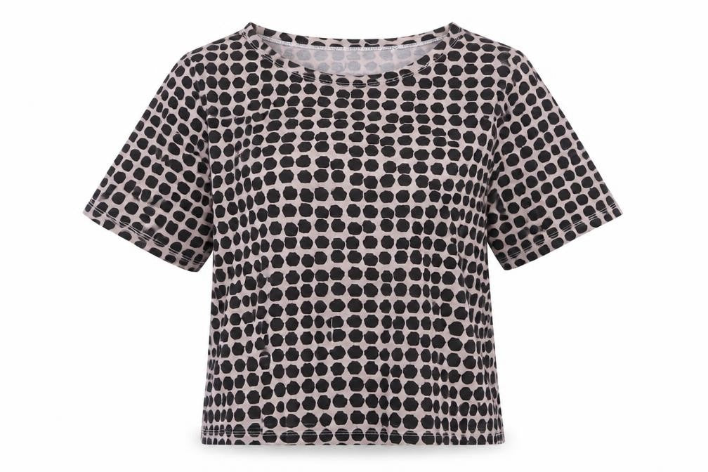 UT Womens Pink Geometric 100% Cotton Basic T-Shirt Size M Boat Neck