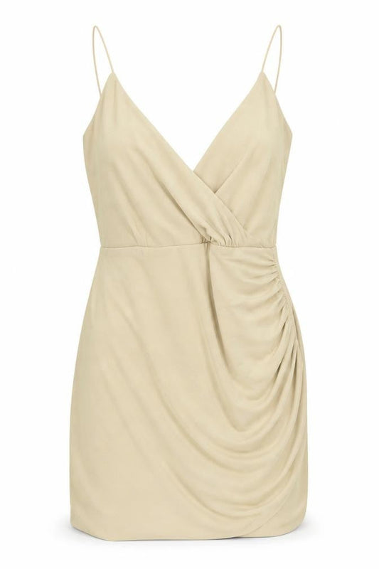Boohoo Womens Beige Polyester Mini Size 10 V-Neck Pullover