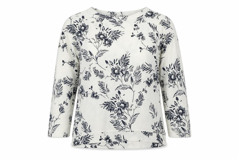 Marks & Spencer Womens White Floral Polyester Basic Blouse Size 8 Boat Neck