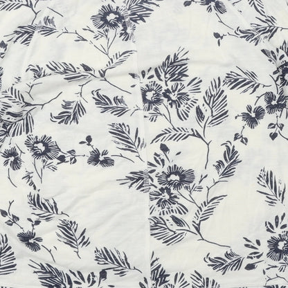 Marks & Spencer Womens White Floral Polyester Basic Blouse Size 8 Boat Neck