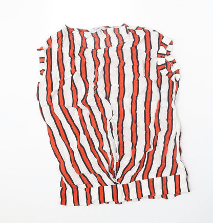 Next Womens Multicoloured Striped Viscose Basic Tank Size 8 Round Neck
