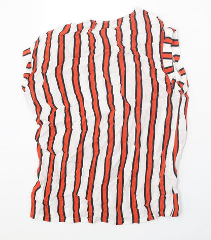 Next Womens Multicoloured Striped Viscose Basic Tank Size 8 Round Neck