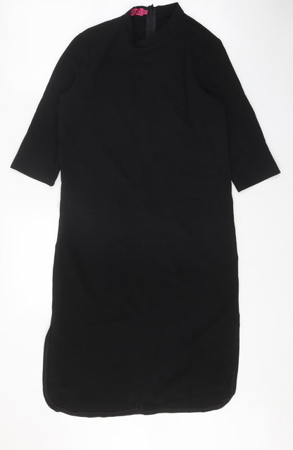 Boohoo Womens Black Polyester Shift Size 8 Mock Neck Zip