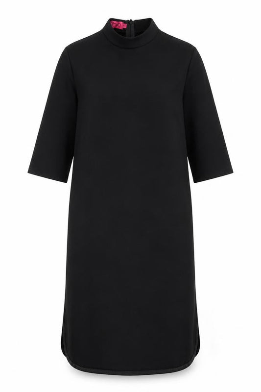 Boohoo Womens Black Polyester Shift Size 8 Mock Neck Zip