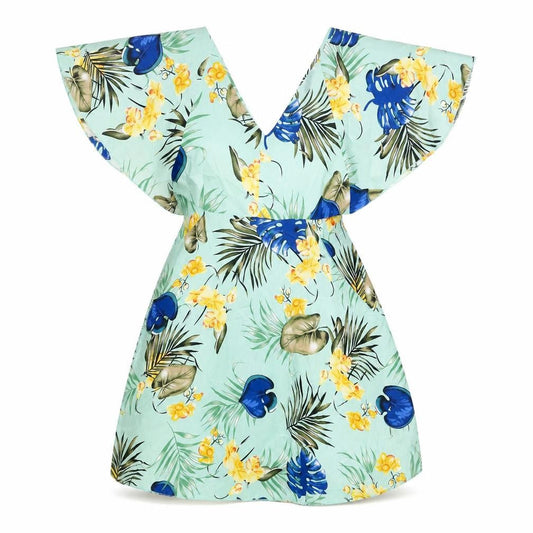 SHEIN Womens Multicoloured Floral Polyester Fit & Flare Size M V-Neck Tie