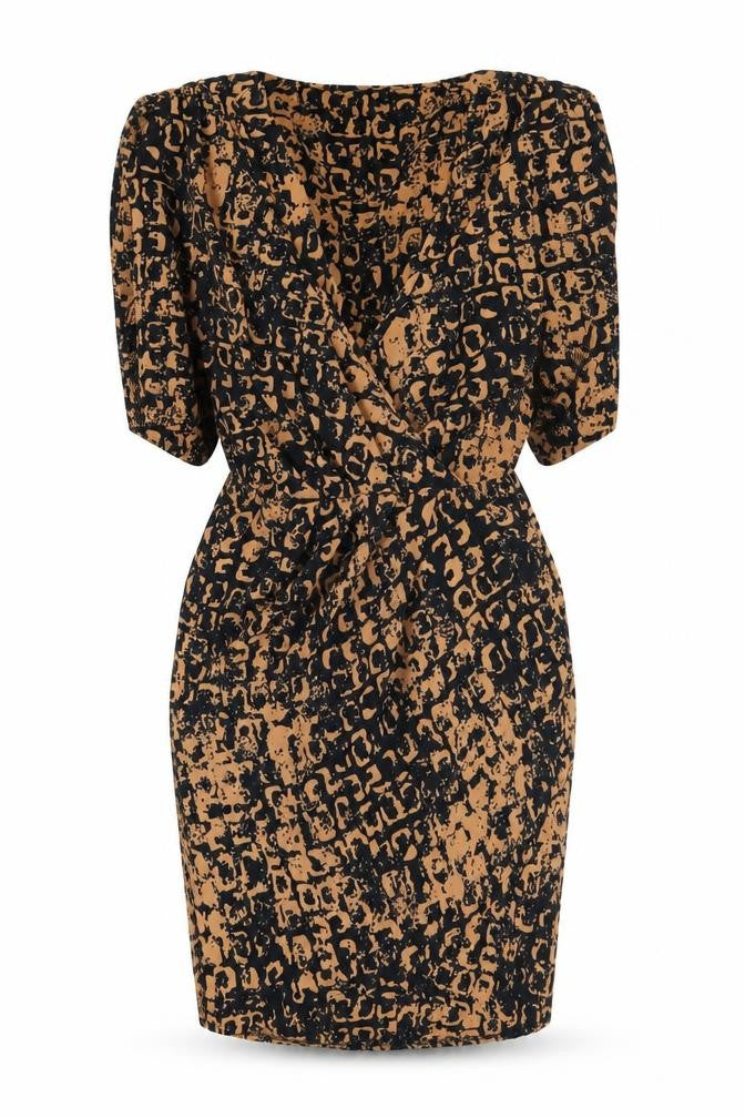Topshop Womens Brown Geometric Polyester Sheath Size 8 V-Neck Pullover
