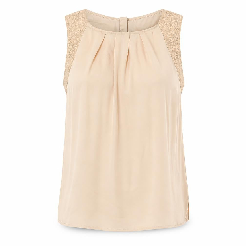 New Look Womens Beige Polyester Basic Blouse Size 10 Square Neck