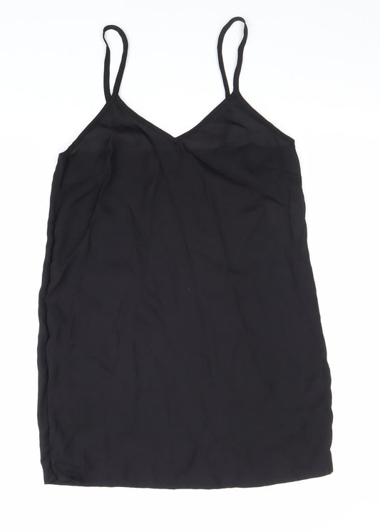 Preworn Womens Black Polyester Basic Tank Size 10 V-Neck