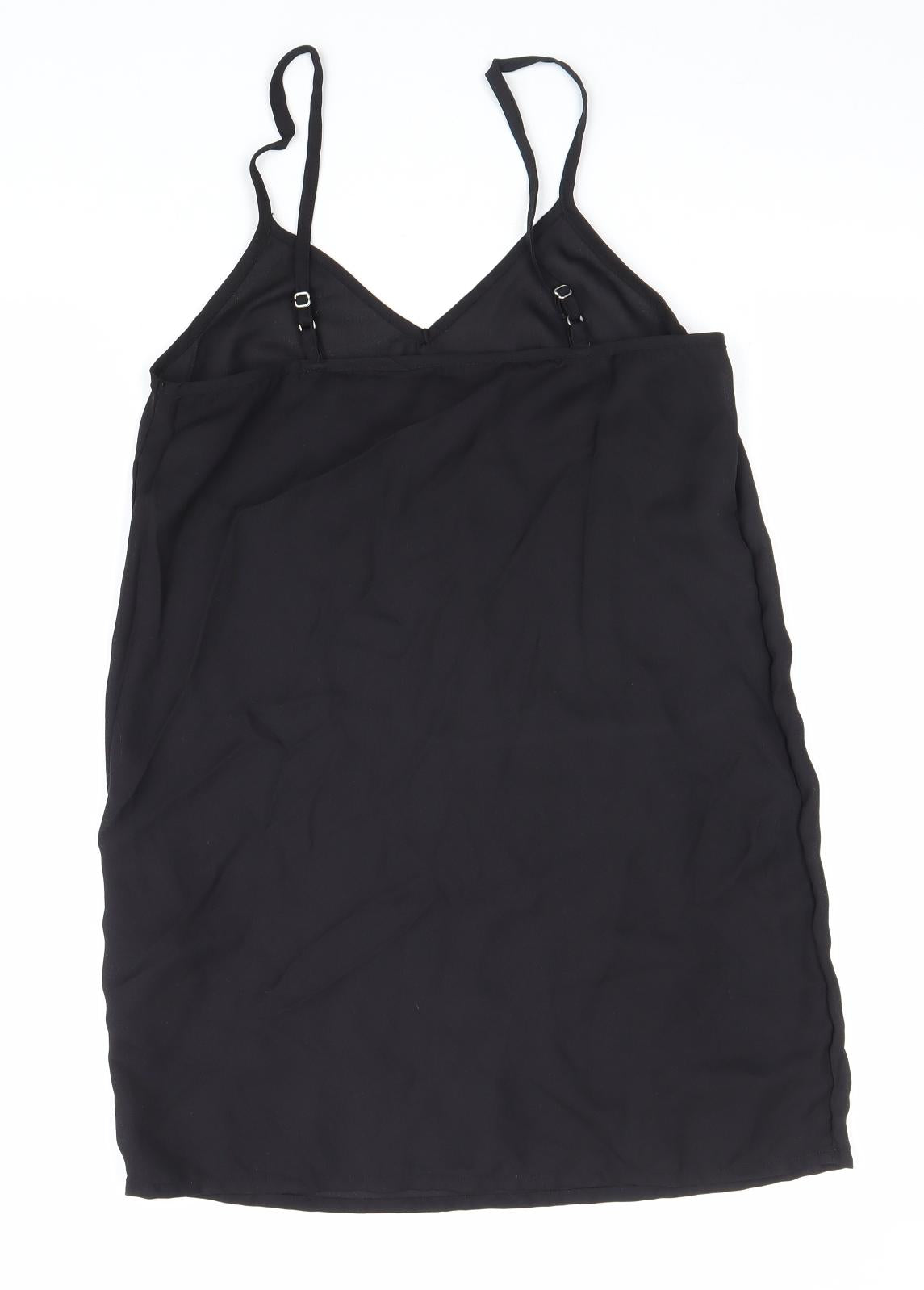 Preworn Womens Black Polyester Basic Tank Size 10 V-Neck