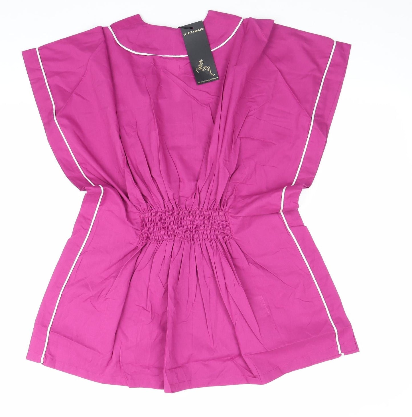 Spirit Of Arabia Womens Pink Geometric 100% Cotton Kaftan Size S V-Neck Pullover